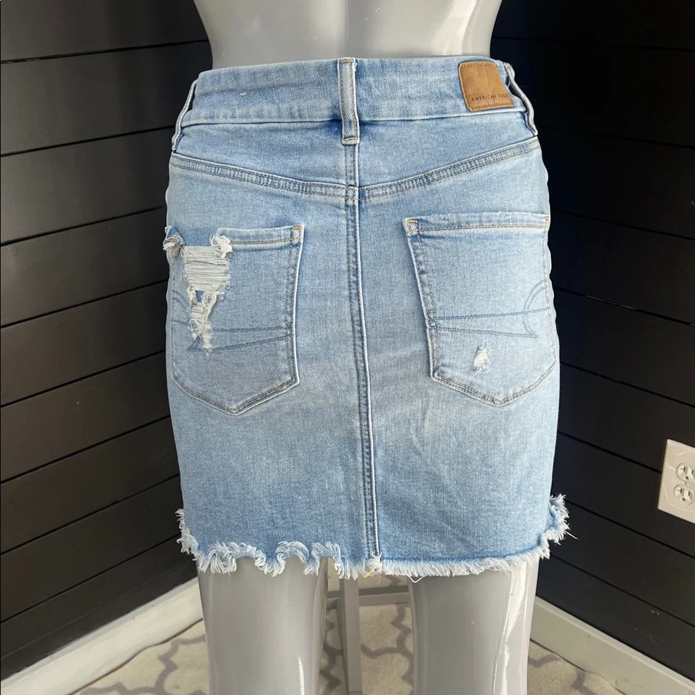 American Eagle Distressed Stretch Denim Jean Skirt